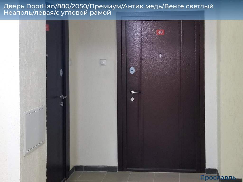 Дверь DoorHan/880/2050/Премиум/Антик медь/Венге светлый Неаполь/левая/с угловой рамой, yaroslavl.doorhan.ru