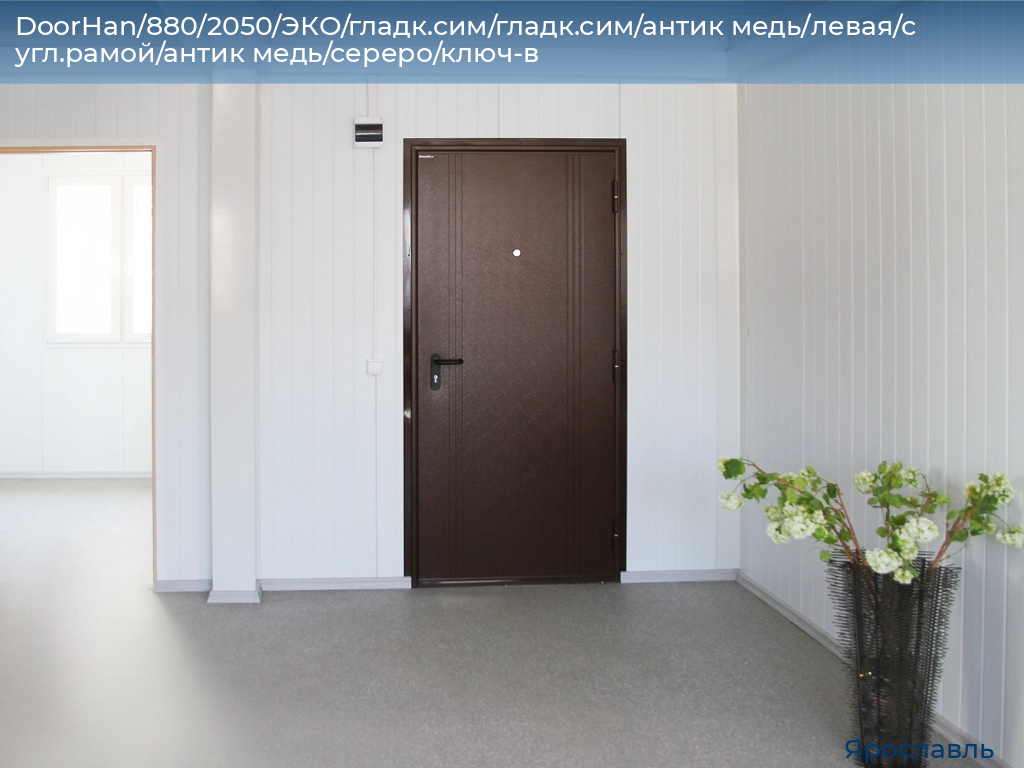 DoorHan/880/2050/ЭКО/гладк.сим/гладк.сим/антик медь/левая/с угл.рамой/антик медь/сереро/ключ-в, yaroslavl.doorhan.ru